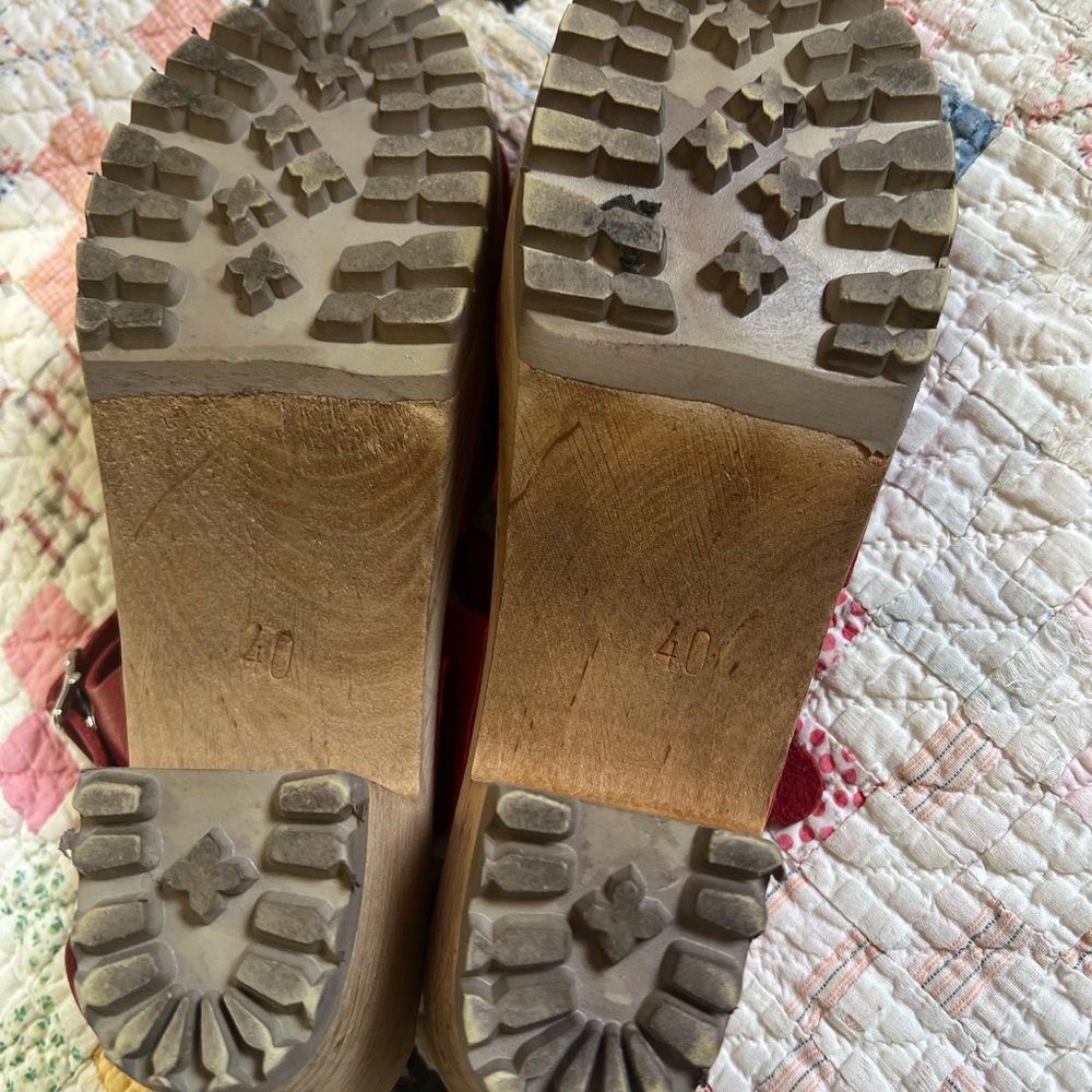 Red Leather Women's Mules & Clogs - Picture 5 of 7
